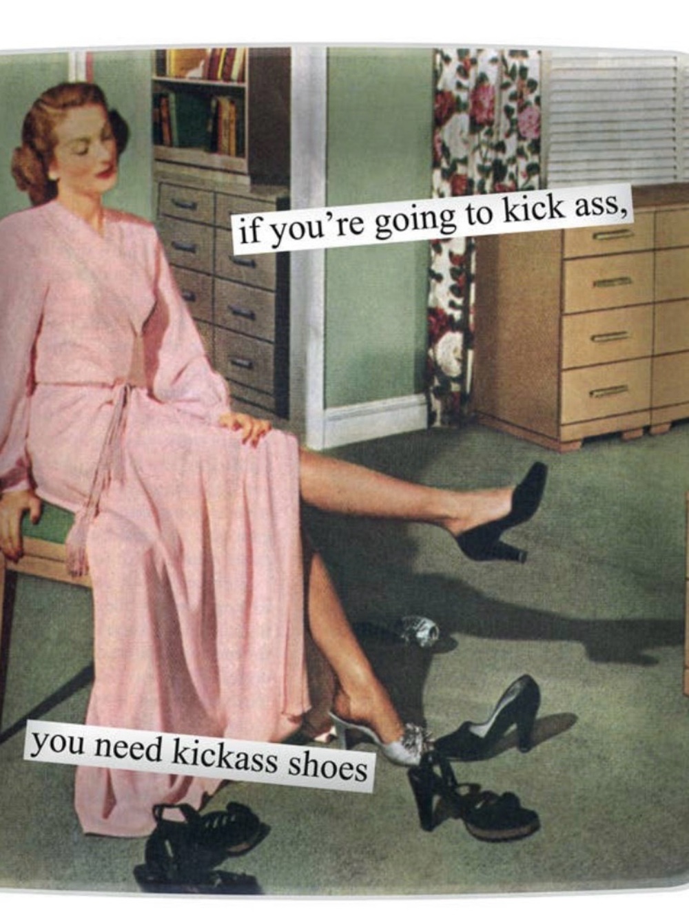 NWT Anne Taintor Kickass Shoes Retro Plate Pink Rare SOLD OUT